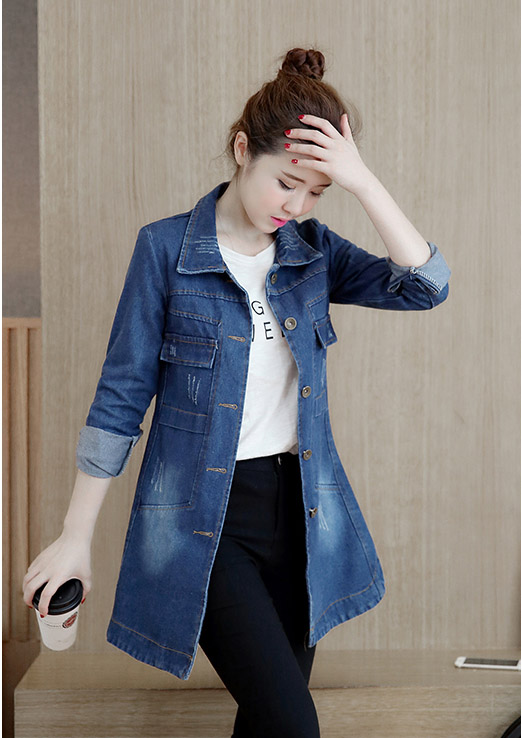 ÁO KHOÁC JEAN FORM DÀI WASH CÀO